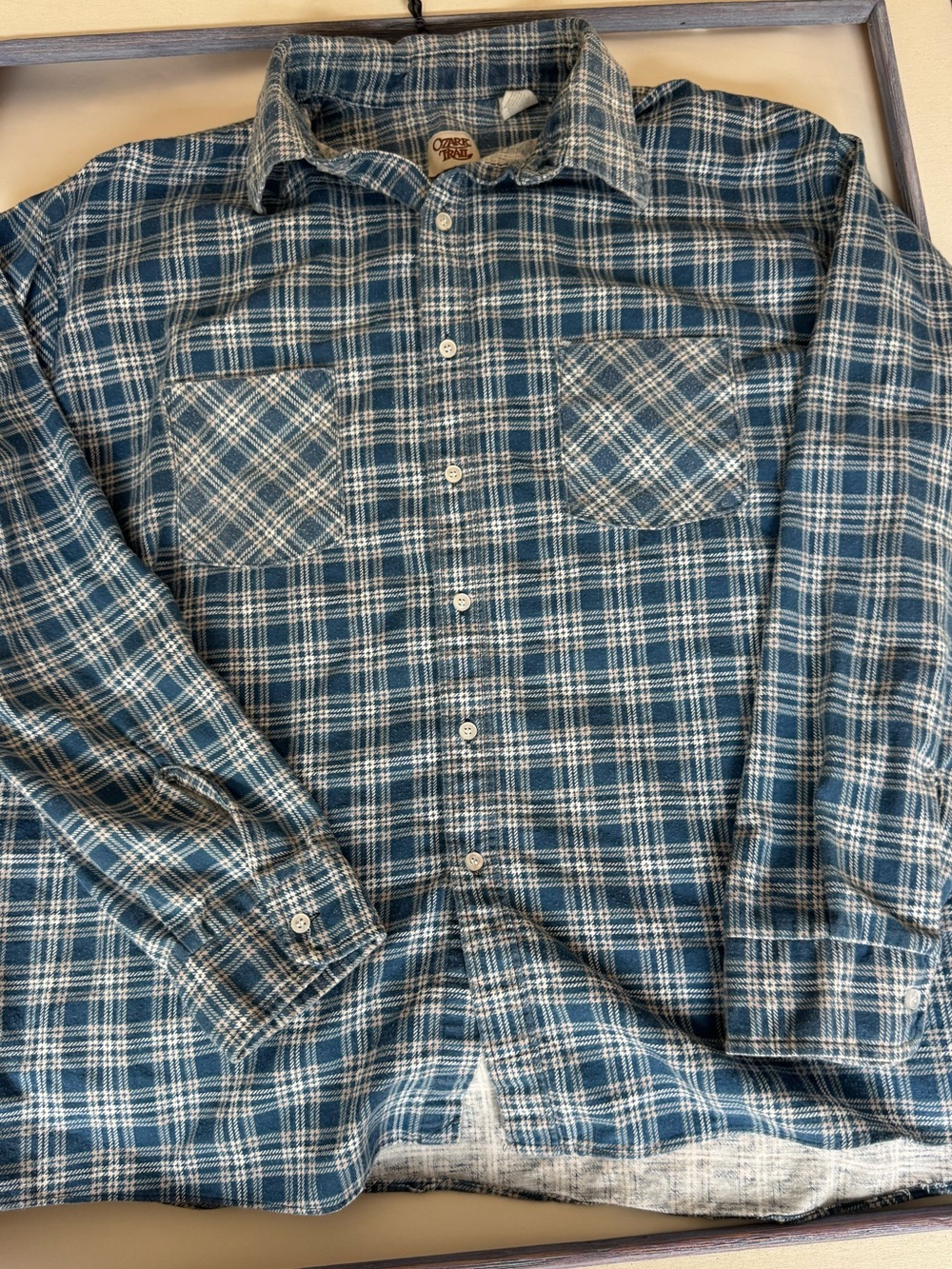 Ozark Trail: Flannel Blue & Cream Button Down 100% cotton